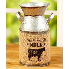 Decorative Milk Can Tin Vase Utensil Holder Rustic Primitive Country Farmhouse   163184405495